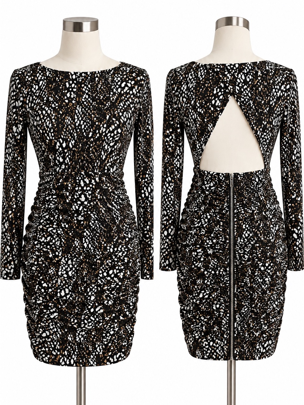 Tart Women’s Ruched Animal Print Cutout Dress Size M